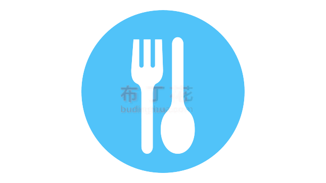 天蓝色高清刀叉餐具logo免抠png素材下载