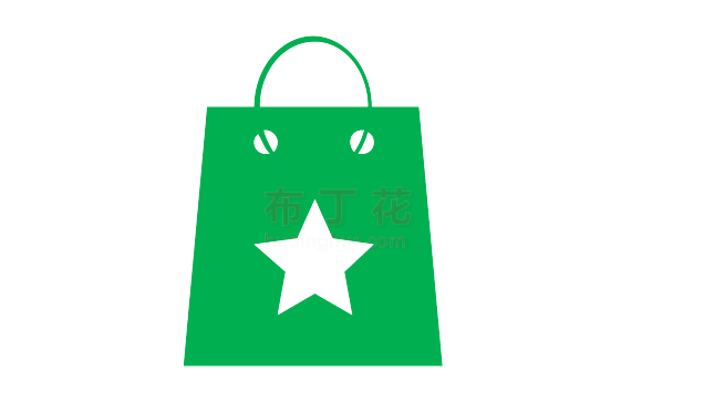 绿色精美五角星购物袋矢量图片库