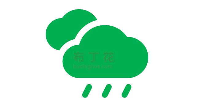 绿色多云转小雨矢量元素图片库