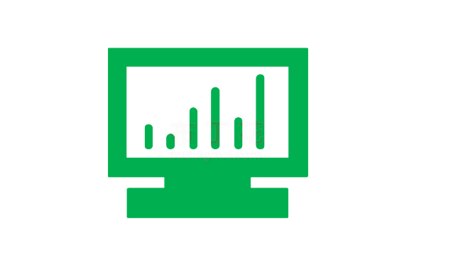 绿色典雅电脑屏幕条形统计图矢量图片下载