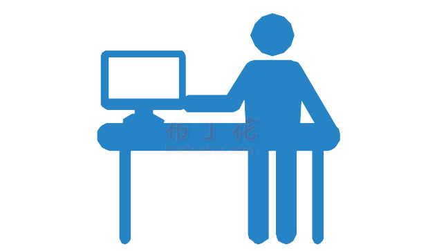 蓝色时尚人在桌子旁边玩电脑免抠png素材下载大全